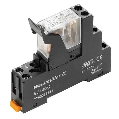 DRIKIT 110VDC 2CO LD, Relay kit, 110 V DC, 2CO, AgSnO, 5 A, Screw connection, LED, free-wheeling diode, Weidmuller 2476840000