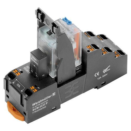 DRMKITP 24VDC 2CO LD/PB Relay kit, 24 V DC, 2CO, AgNi flash gold-plated, 10 A, PUSH IN, LED, free-wheeling diode, TEST, Weidmuller 2576120000 4050118585872
