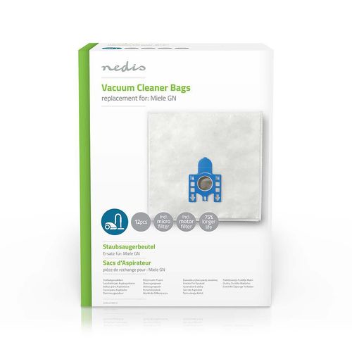 Vacuum Cleaner Bag | 12 pcs | Synthetic | Most sold for: Miele | White DUBG221MIE12 5412810290093