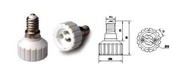 The transition socket from GU10 to E14 E14/GU10