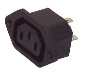 Plug IEC panel mount, 10A 250V AC/H-3-F