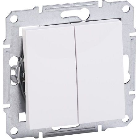 Asfora - 1pole 2-circuits switch -10AX lift terminals, without framewhite, Schneider Electric EPH0301421