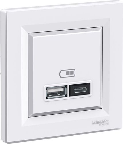 USB socket 2.4A or 2x1.2A Type A+C white Asfora EPH2700321