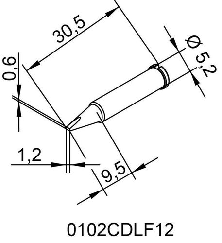 Soldering tip ERSADUR, 1.2mm/0.047in, ERSA ER0102CDLF12