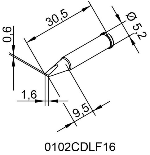 Soldering tip ERSADUR, 1.6mm/0.063in, ERSA ER0102CDLF16 4003008077094