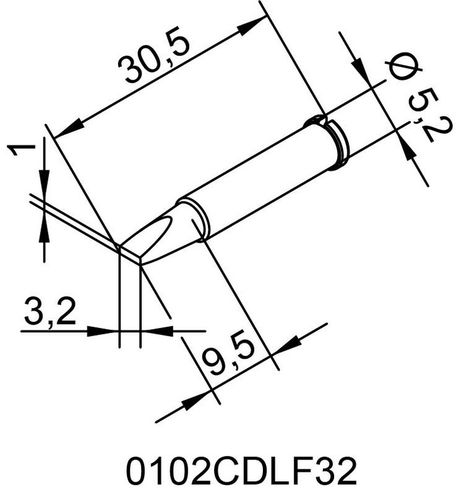 Soldering tip ERSADUR, 3.2mm/0.126in, ERSA ER0102CDLF32 4003008077124