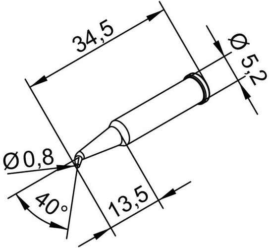 Soldering tip ERSADUR, ext. 0.8mm/0.031in, ERSA ER0102PDLF08L 4003008083033