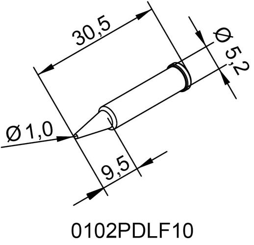 Soldering tip ERSADUR, 1.0mm/0.039in, ERSA ER0102PDLF10 4003008077209