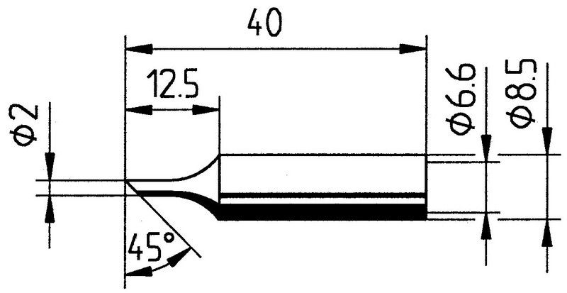 Soldering tip ERSADUR, 2.0mm/0.079in, ERSA ER0832FDLF 4003008075106