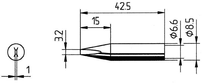 Soldering tip ERSADUR, 3.2mm/0.126in, ERSA ER0842EDLF 4003008074659