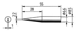 Soldering tip ERSADUR, ext. 2.2mm/0.087in, ERSA ER0842KDLF 4003008075328