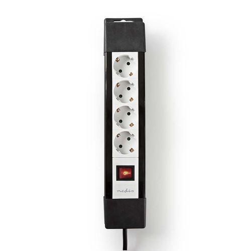 Extension Socket | Type F (CEE 7/7) | 4-Way | 3.00 m | 3680 W | 16 A | Kind of grounding: Side Contacts | 230 V AC 50/60 Hz | Socket angle: 45 ° | H05VV-F 3G1.5mm² | On/Off switch | Black / White EXSO430F1PRO 5412810290802