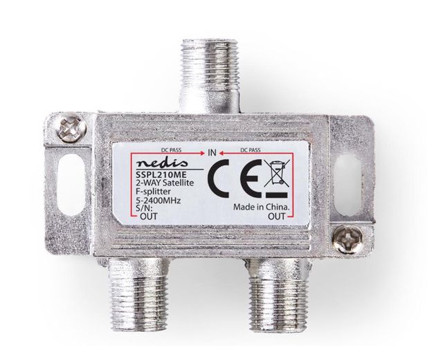 Satellite F-Splitter | Max. 6.5 dB Insertion loss | 5 - 2400 MHz | 2 Outputs FC-2SPLIT-ST2