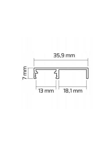 Aluminum profile with white cover for LED strip, anodized, plinth, FLOORLINE, 2m FLOORLINE-OP-2M-S 5900652148608