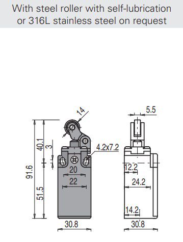 Position switch with one-way roller FR 502, Pizzato FR-502 8018851036781