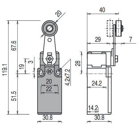 Position switch with roller lever FR 652, Pizzato FR-652 8018851039102