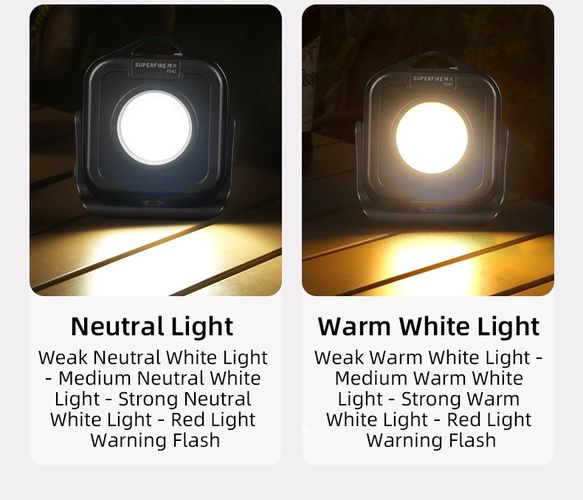 Portable camping light, rechargable USB-C, 500lm, CCT 2700K 7000K SUPERFIRE-FS42 6977502514806