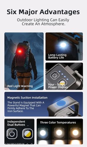Portable camping light, rechargable USB-C, 500lm, CCT 2700K 7000K SUPERFIRE-FS42 6977502514806