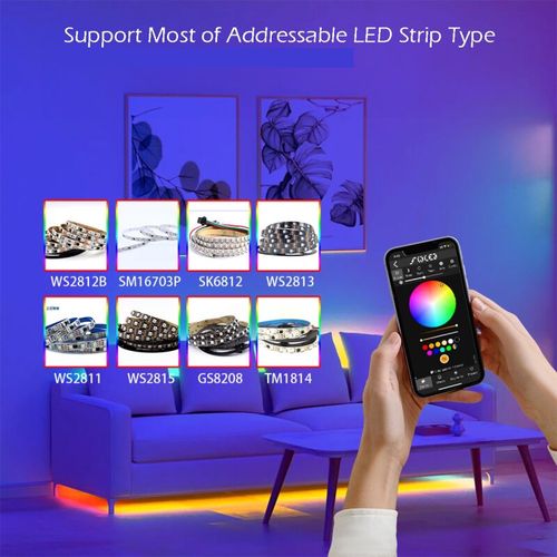 Skaitmeninių LED juostų valdiklis, 5-24Vdc, 15A, 800pix, su mikrofonu, WLED ESP32 Wi-Fi, UART USB-C GL-C-016WL-D 6978699220013