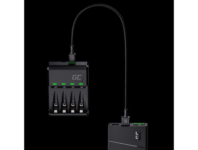 Charger 1-4AAA,AA NIMH micro-USB, USB-C, with LED, Green Cell GC VitalCharger GRADGC01