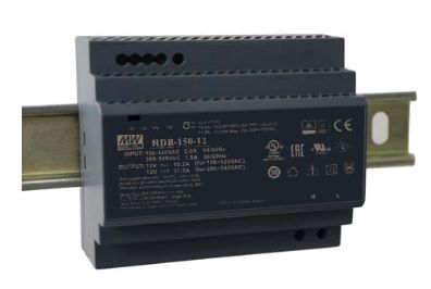 150W single output DIN rail power supply 12V 11.3A, MEAN WELL HDR-150-12