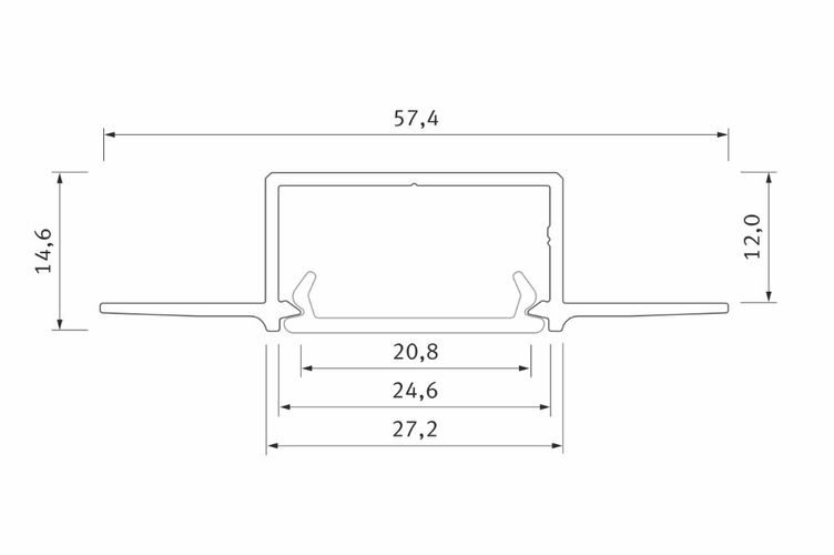 LED profile for LED strips, aluminum anodized, recessed, HIRO, 2m PROF-HIRO-2Ms 5904405929834