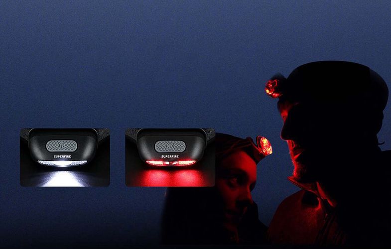 Headlamp, rechargable micro USB, 2W, 110lm, 500mAh +red SUPERFIRE-HL05-D 6956362995987