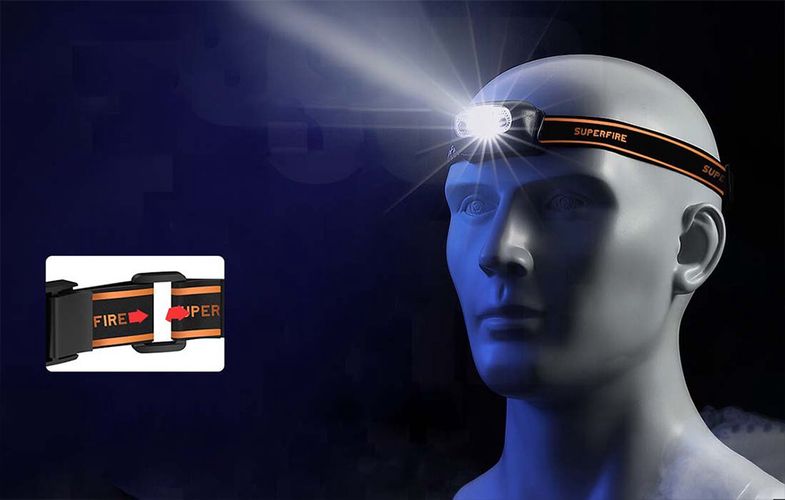 Headlamp, rechargable micro USB, 2W, 110lm, 500mAh +red SUPERFIRE-HL05-D 6956362995987