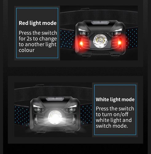 Headlamp, rechargable micro USB, 500lm, 1200mAh, with ON/OFF sensor ON/OFF SUPERFIRE-HL06 6956362901797