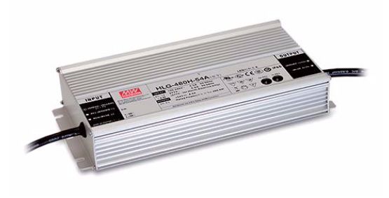 High efficiency LED power supply 24V 20A, PFC, IP67, MEAN WELL HLG-480H-24