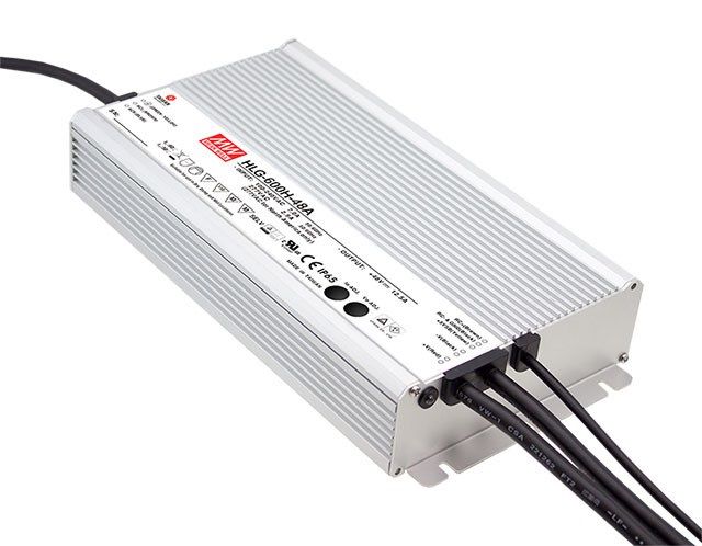 High efficiency LED power supply 24V 25A, adjusted, PFC, IP65, MEAN WELL HLG-600H-24A