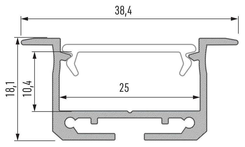 Aluminum profile for LED strips recessed, paltus, inSILEDA, 2.02m LUMINES PROF-INSILEDA-2Ms