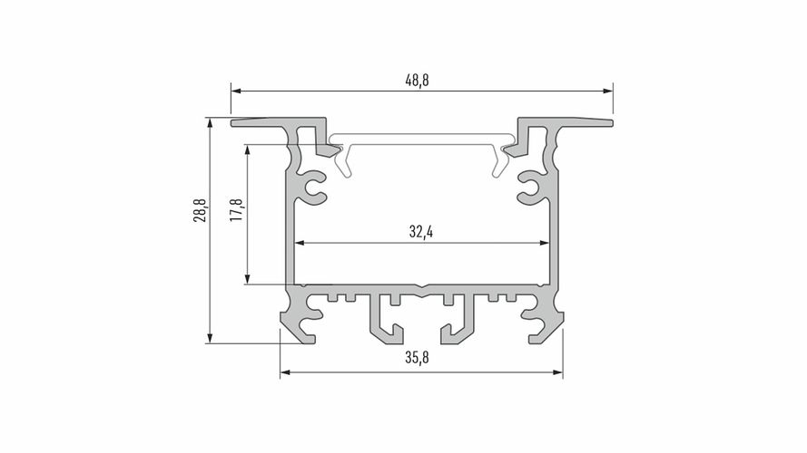 Aluminum profile for LED strips recessed, wide, deep, inTALIA, 1m LUMINES PROF-INTALIA-1Ms 5902973363753