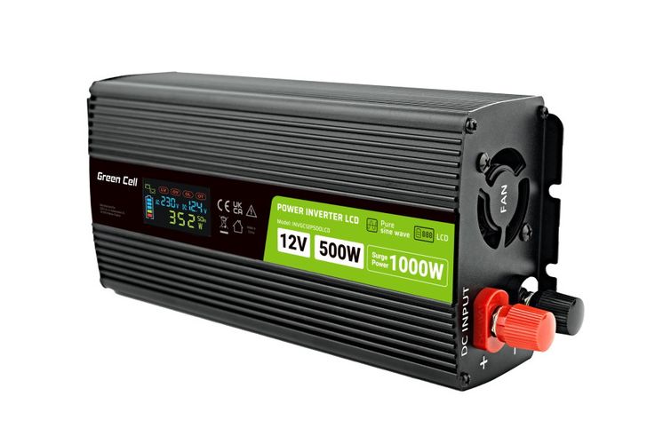 Power Inverter PRO 12V/230V, 500W(1000W), LCD, Pure Sine Wave INVGC12P500LCD 5904326374553