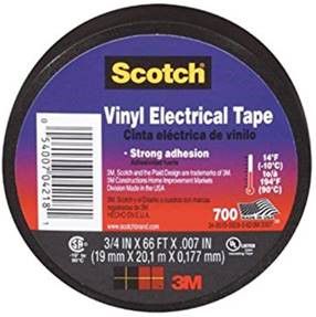 Commercial Grade Vinyl Electrical Tape 700, 0.177mm x 19mm x 20m, black IZ/3M/700