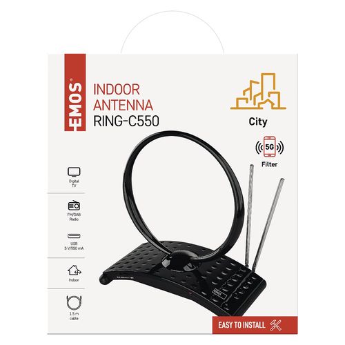 Indoor antenna FM/DAB/DVB-T/T2 with amplifier and LTE/5G filter J0701 EMOS J0701 8592920119389