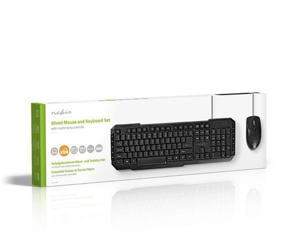 Wired Keyboard & Mouse USB 2.0 Set (US International Layout) KBMC100BKUS 5412810266180