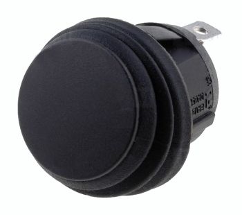 Rocker switch; ON-OFF, fixed, 2pins. 10A/250Vc, Ø25.0mm, SPST, IP66 round watter proof, black KE/RO/R13/B