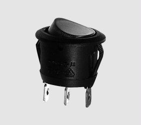 Rocker switch; ON-OFF, fixed, 3pins. 10A/250dc; Ø19.8mm, SPST; round red, NEON illumination KE/RO/LI/220R