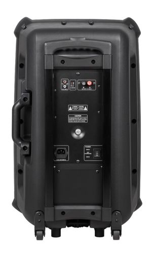 Portable Stand-Alone PA System 15" 60W with 2 Wireless UHF Handheld Microphones & FM Radio KM1715