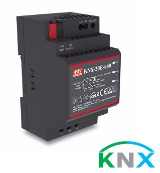 EIB/KNX BUS power supply with integrated choke, 640mA, MEAN WELL KNX-20E-640