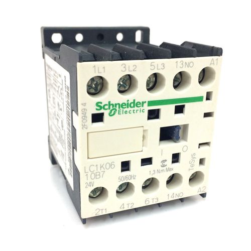 Schneider Electric 3 Pole Contactor, 6 A, 24 V ac Coil, TeSys K, 3NO, 2.2 kW LC1K0610B7 3389110365139