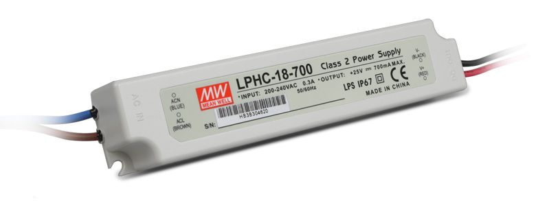 18W single output LED power supply 700mA 6-25V, MEAN WELL LPHC-18-700