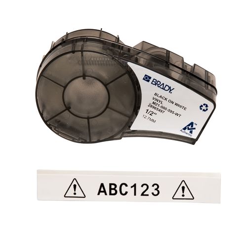 M211 and M210 Indoor Outdoor Vinyl Labels 12.7mm x 6.4m  M21-500-595-WT BRADY M21-500-595-WT