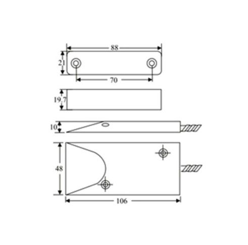 Magnetic contact NC/NO 107x20x16.8mm, grey MAGKONT-2