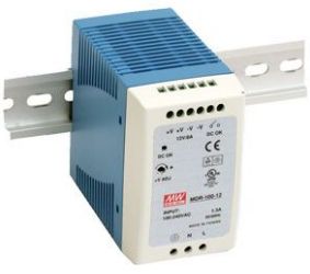 100W miniature single output DIN rail power supply 12V 8A with PFC, MEAN WELL MDR-100-12