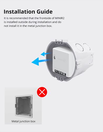 Smart Wi-Fi switch SONOFF MINI R2, 2200W, 230VAC, controlled by App, possibility to manage by voice SONOFF-MINI 6920075776195