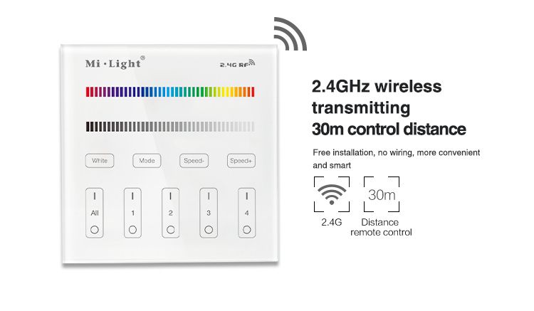 LED controlling panel RGBW, 4 zones, touchscreen, Mi-Light ML-RGBW-PANEL-B3