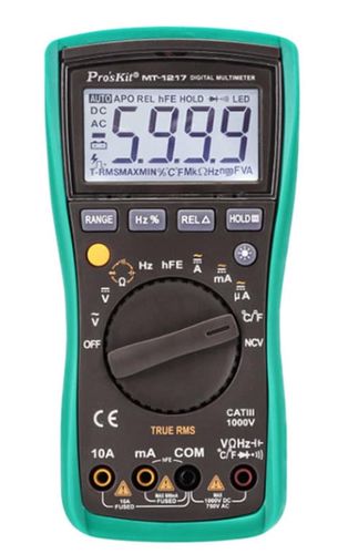 Digital multimeter TRMS, NCV,1000/750 V AC/DC, 10A, CAT III, 60MOm, 999.9uF, 20MHz, autorange, Pro'sKit MT-1217 4711552154252