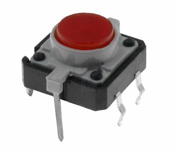 Tact swich OFF-(ON) nonfixed; 2pins; 0.05A/12 VDC; SPST-NO;12x12mm, red illumination; THT M/TACT-IR